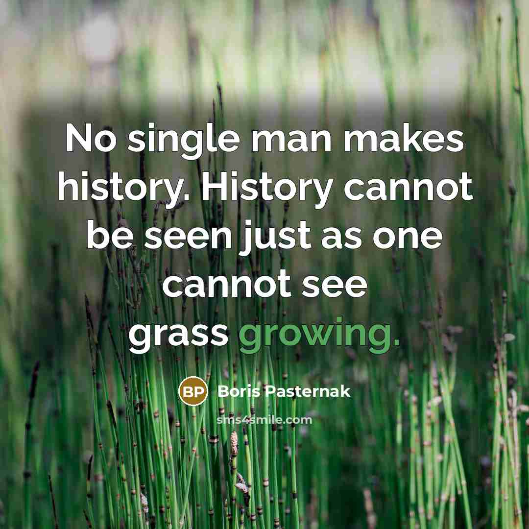 “No single man makes history. History cannot be seen just…” quote by Boris Pasternak