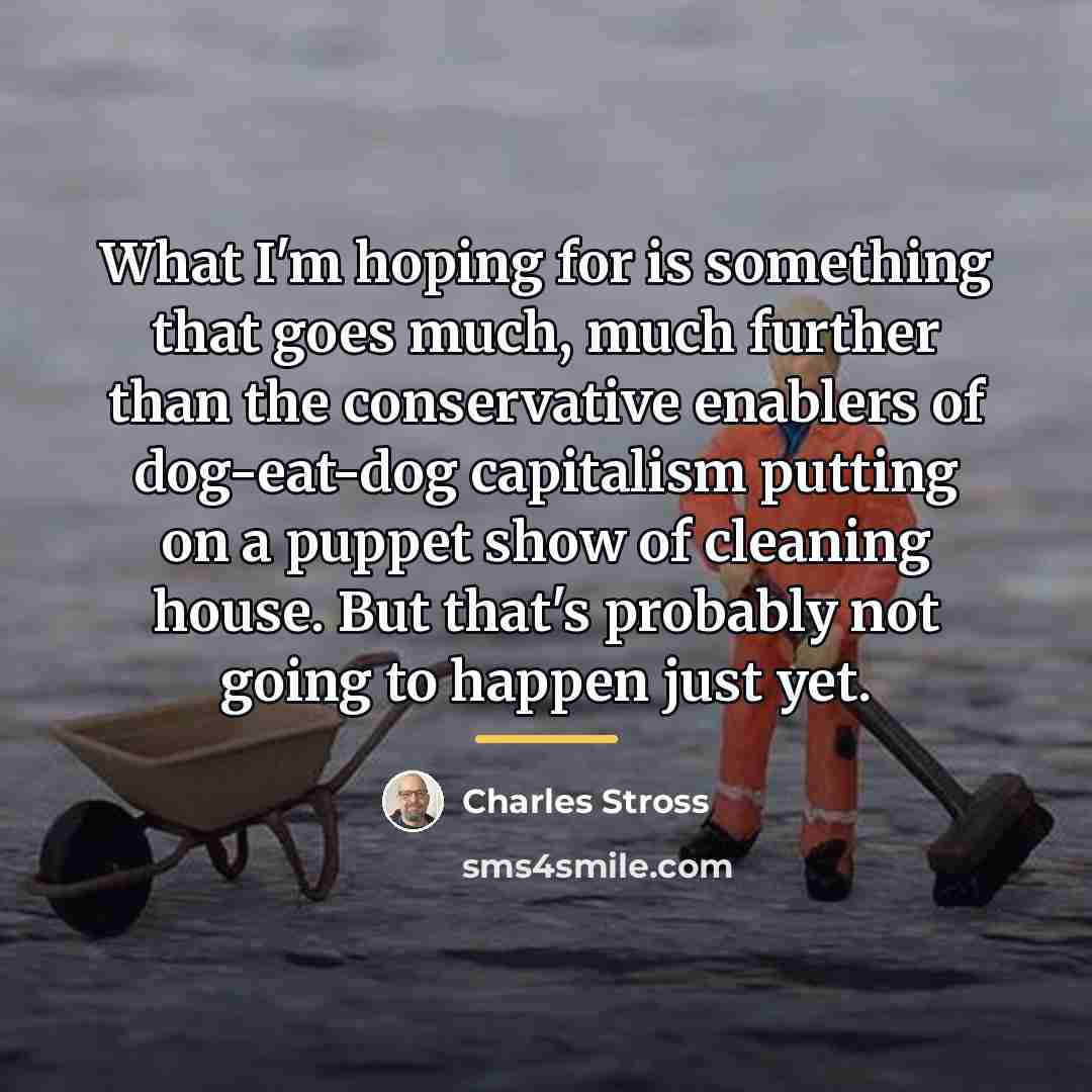 “What I'm hoping for is something that goes much, much…” quote by Charles Stross