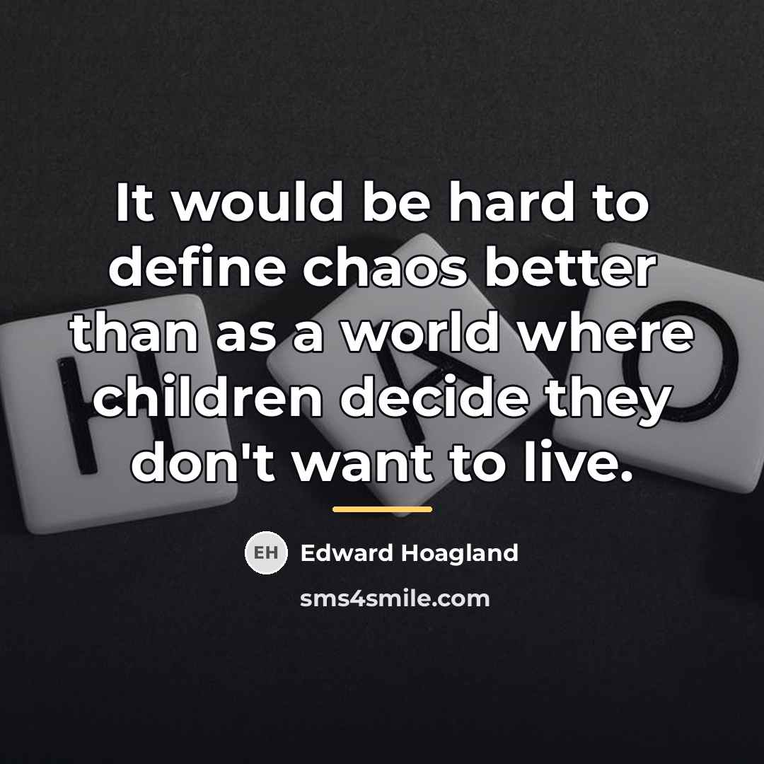 “It would be hard to define chaos better than as…” quote by Edward Hoagland