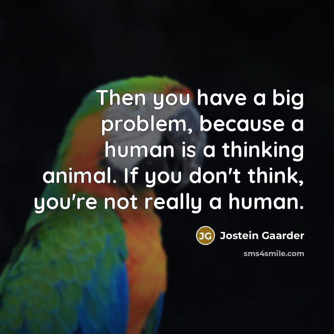 “Then you have a big problem, because a human is…” quote by Jostein Gaarder