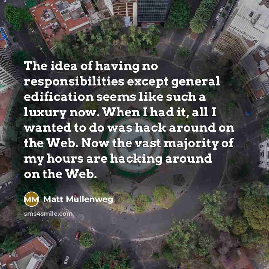 “The idea of having no responsibilities except general edification seems…” quote by Matt Mullenweg