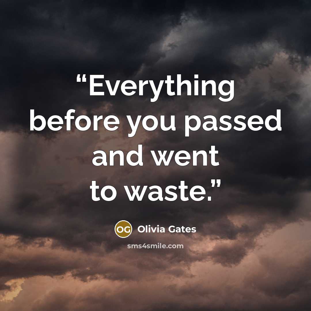 “Everything before you passed and went to waste.” quote by Olivia Gates