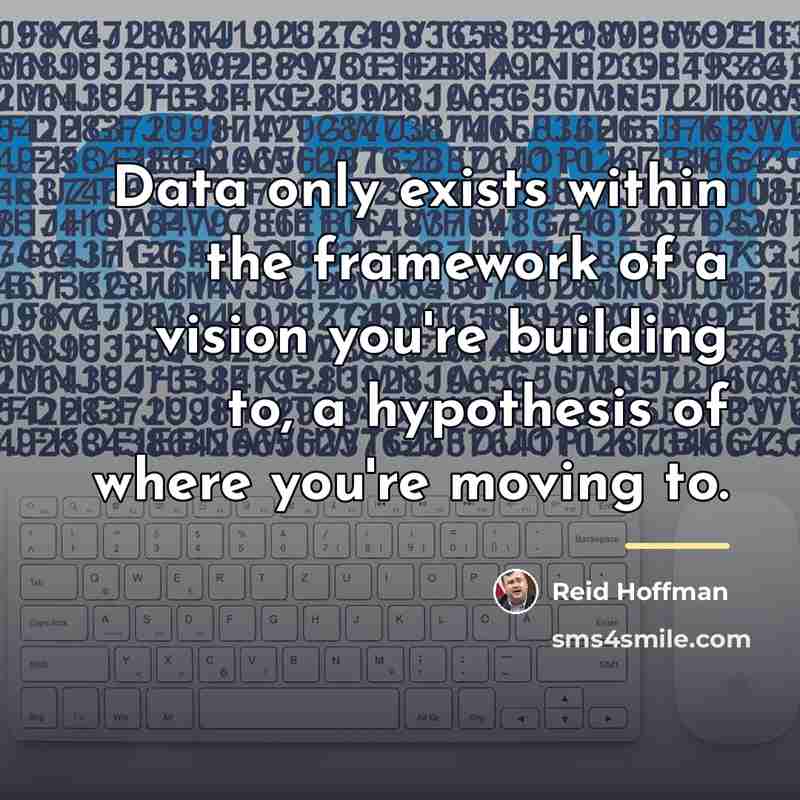“Data only exists within the framework of a vision you're…” quote by Reid Hoffman