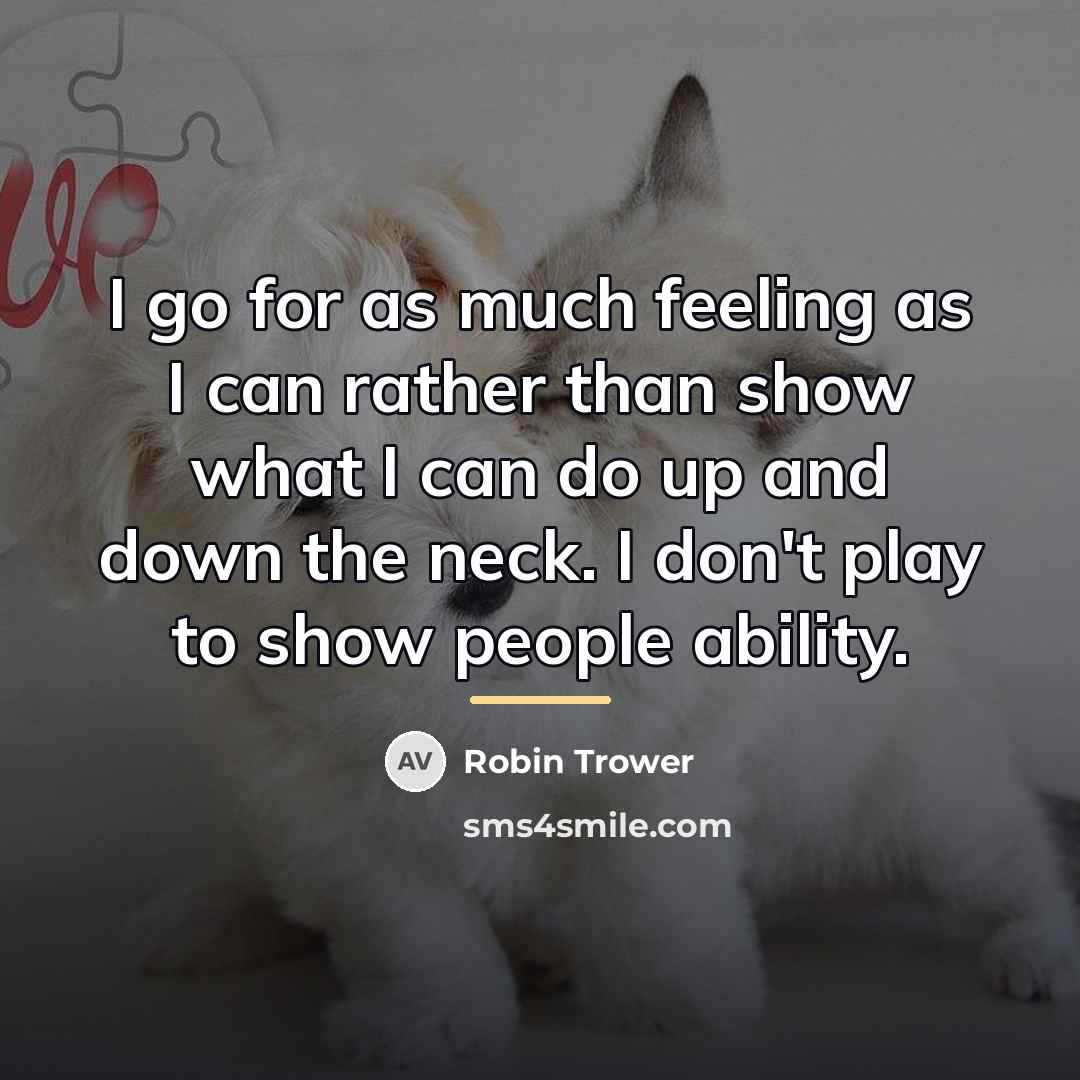 “I go for as much feeling as I can rather…” quote by Robin Trower