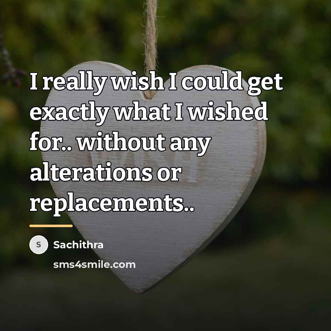 “I really wish I could get exactly what I wished…” quote by Sachithra