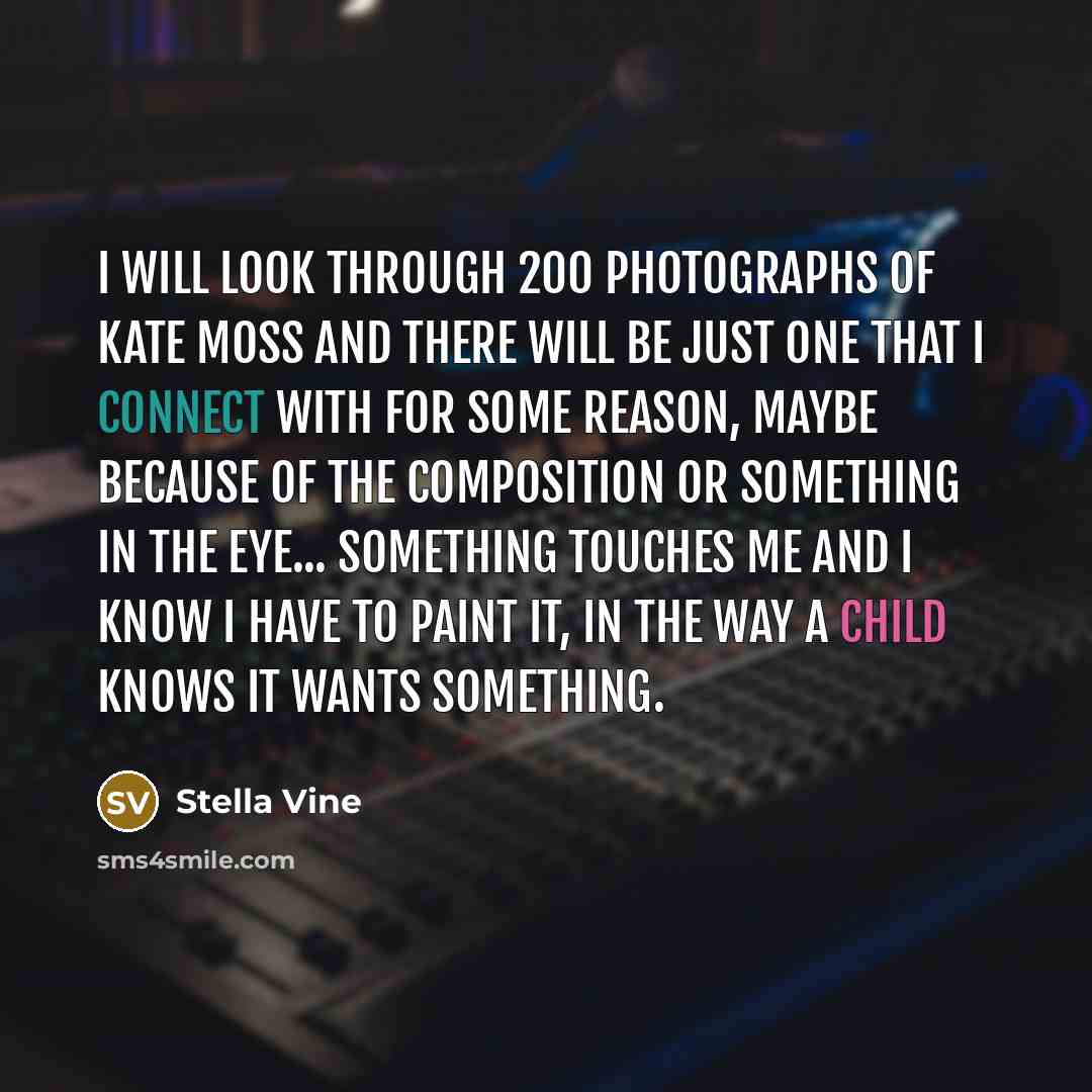 “I will look through 200 photographs of Kate Moss and…” quote by Stella Vine