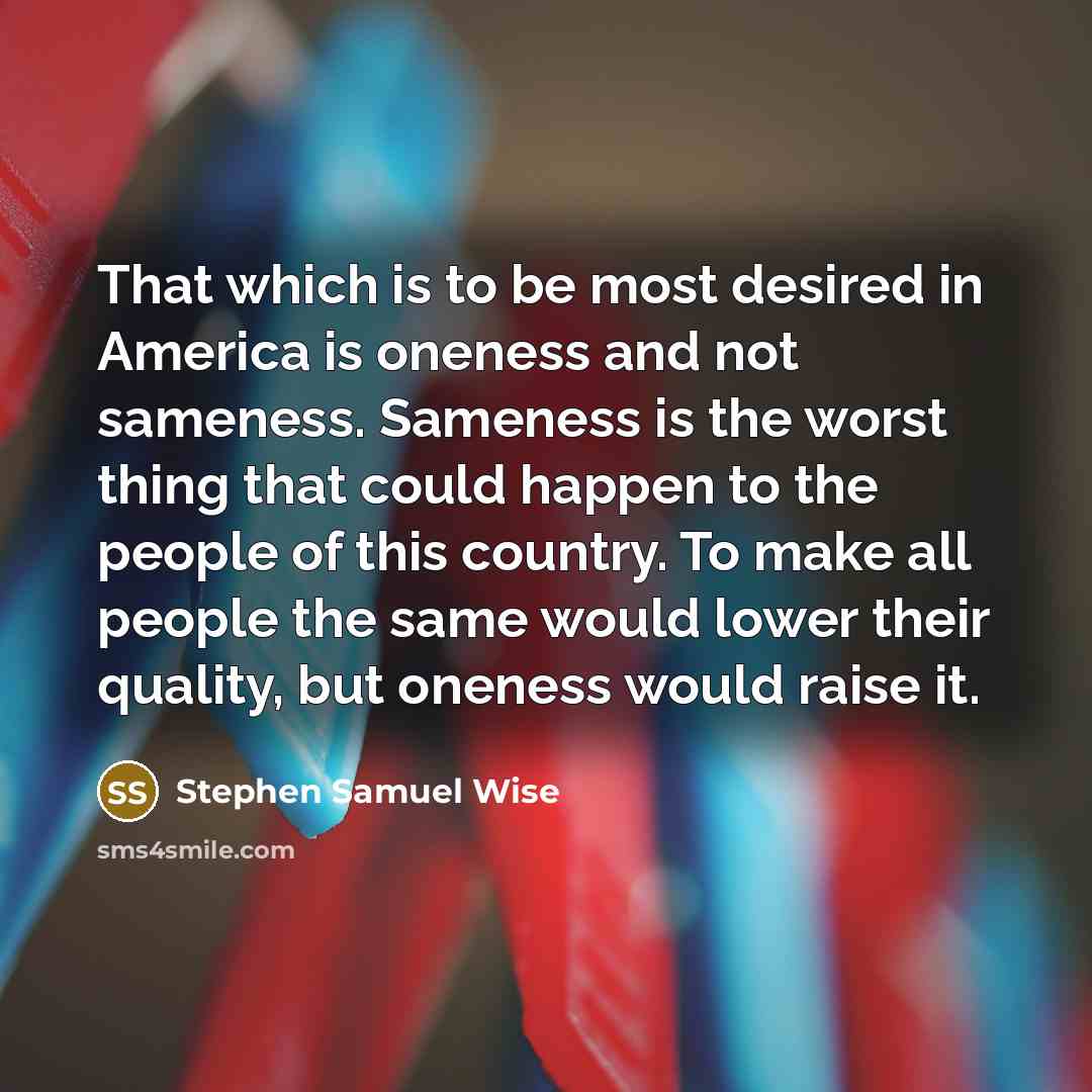 “That which is to be most desired in America is…” quote by Stephen Samuel Wise