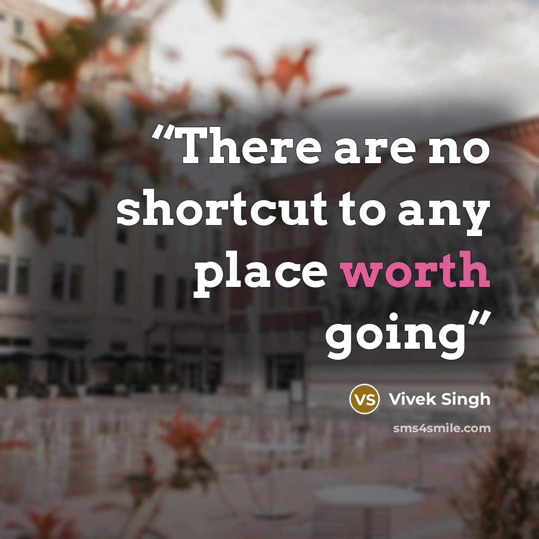 “There are no shortcut to any place worth going” quote by Vivek Singh