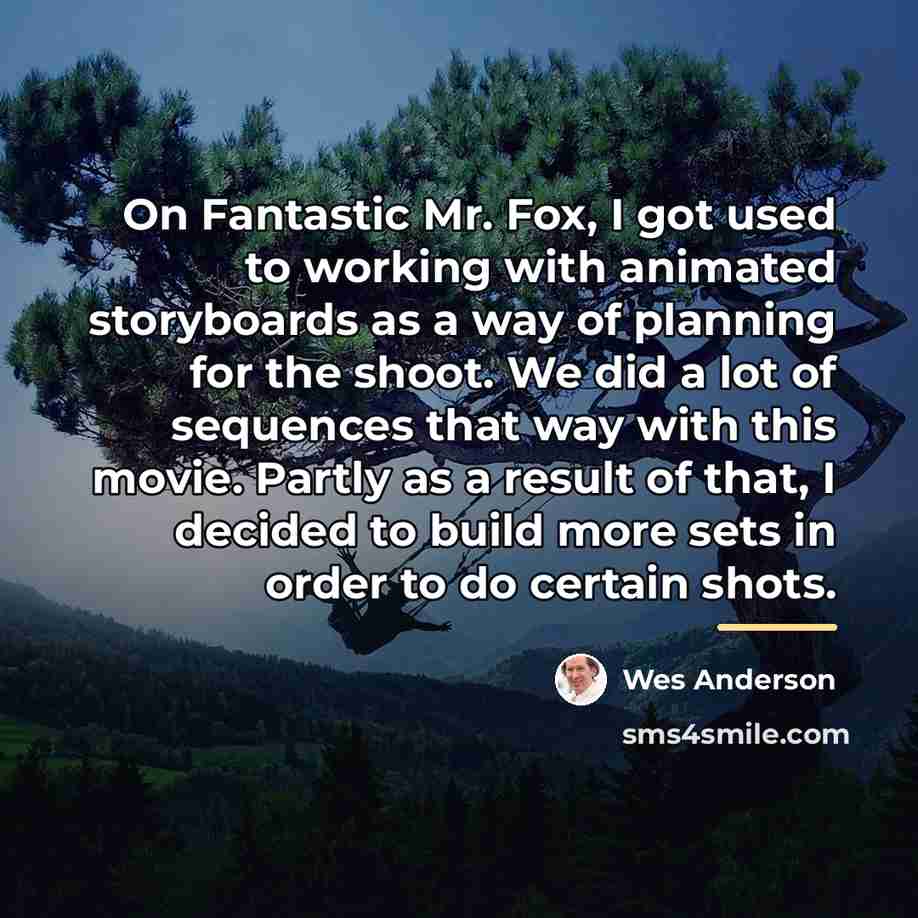 “On Fantastic Mr. Fox, I got used to working with…” quote by Wes Anderson