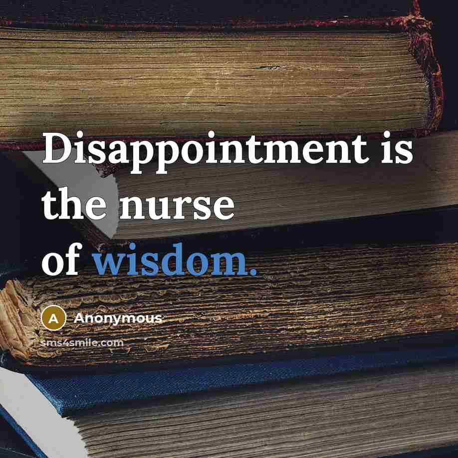 “Disappointment is the nurse of wisdom.…” quote by Anonymous
