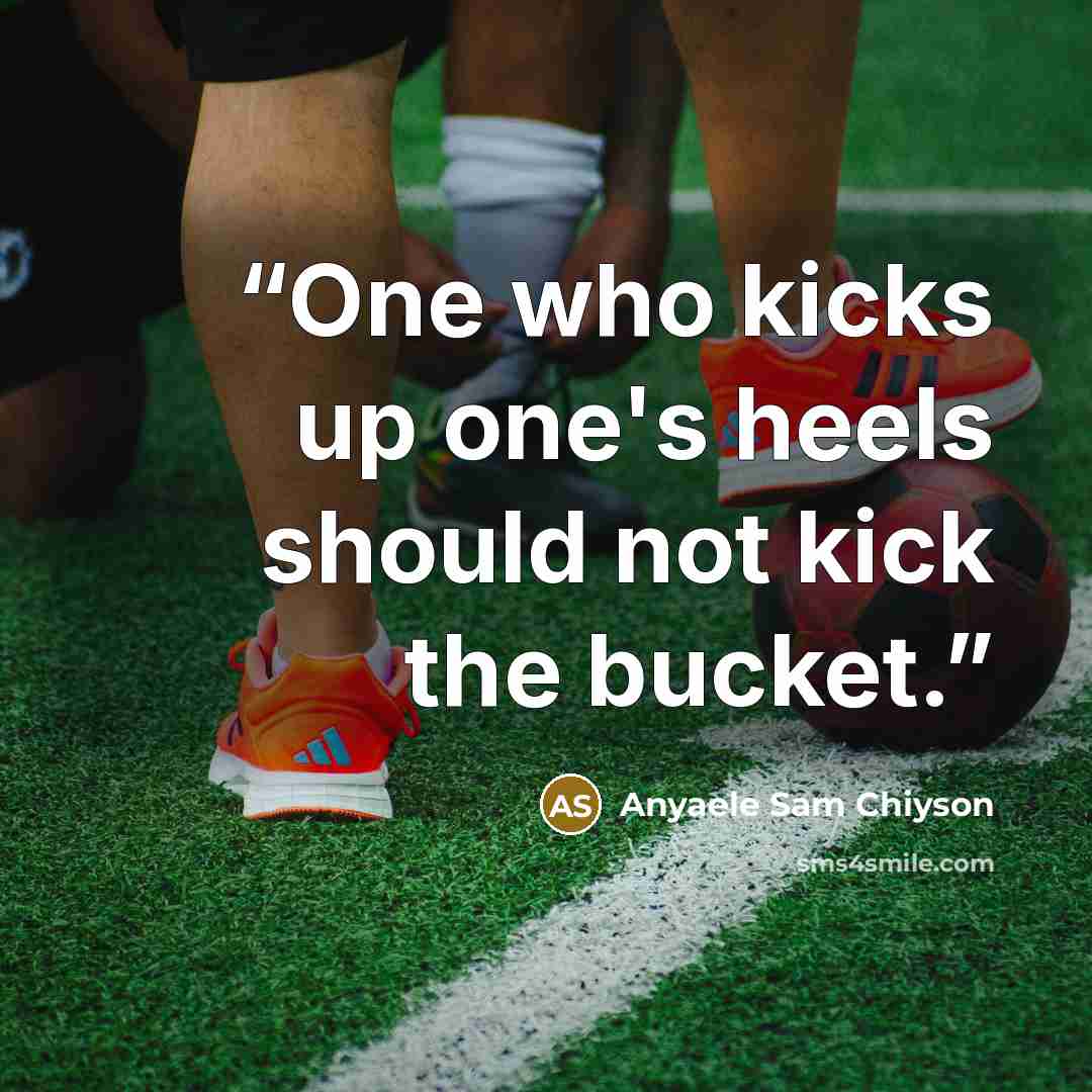 “One who kicks up one's heels should not kick the bucket.” quote by Anyaele Sam Chiyson