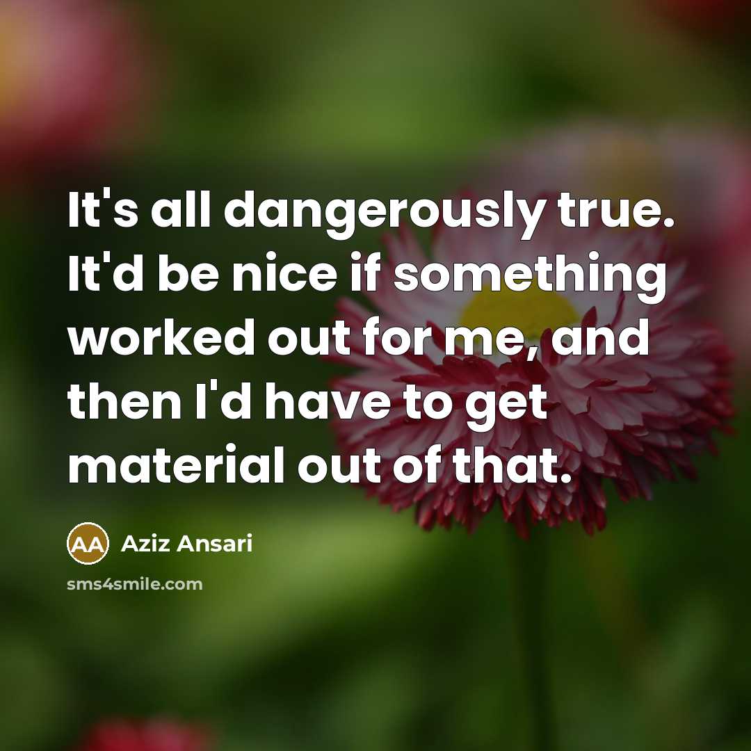 “It's all dangerously true. It'd be nice if something worked…” quote by Aziz Ansari