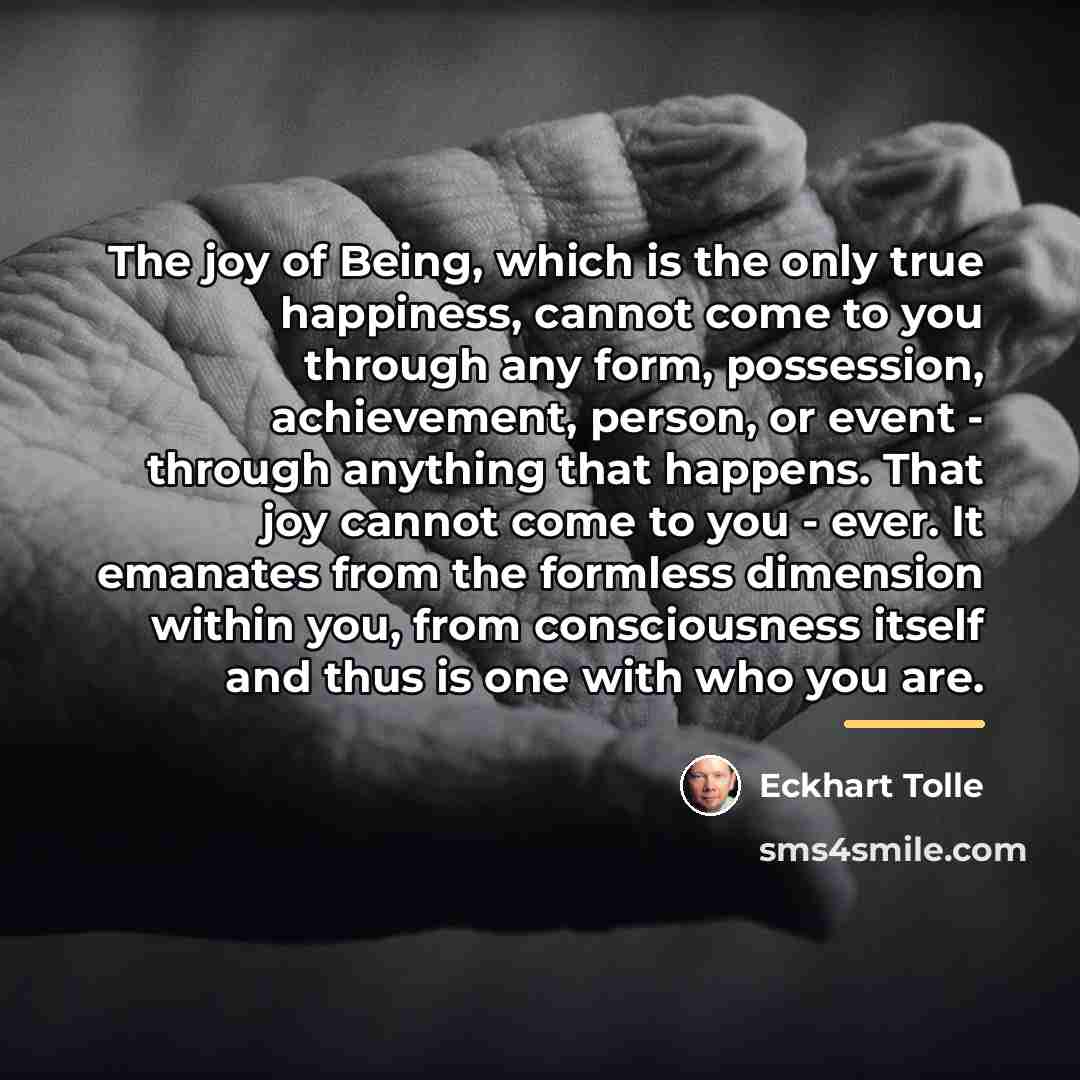 “The joy of Being, which is the only true happiness,…” quote by Eckhart Tolle