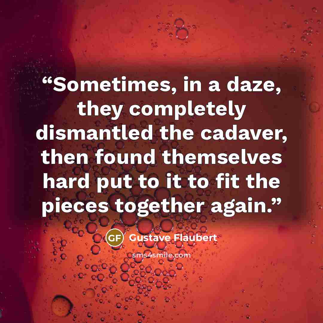 “Sometimes, in a daze, they completely dismantled the cadaver, then found themselves hard put to it to fit the pieces together again.” quote by Gustave Flaubert