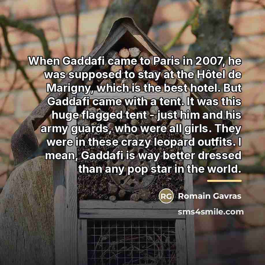 “When Gaddafi came to Paris in 2007, he was supposed…” quote by Romain Gavras