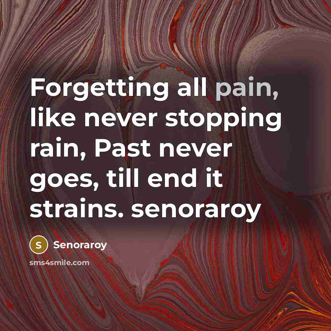 “Forgetting all pain, like never stopping rain, Past never goes,…” quote by Senoraroy