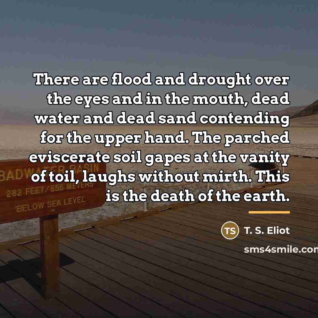 “There are flood and drought over the eyes and in…” quote by T. S. Eliot