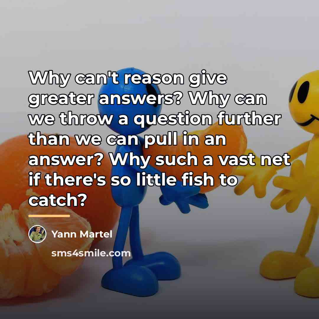 “Why can't reason give greater answers? Why can we throw…” quote by Yann Martel