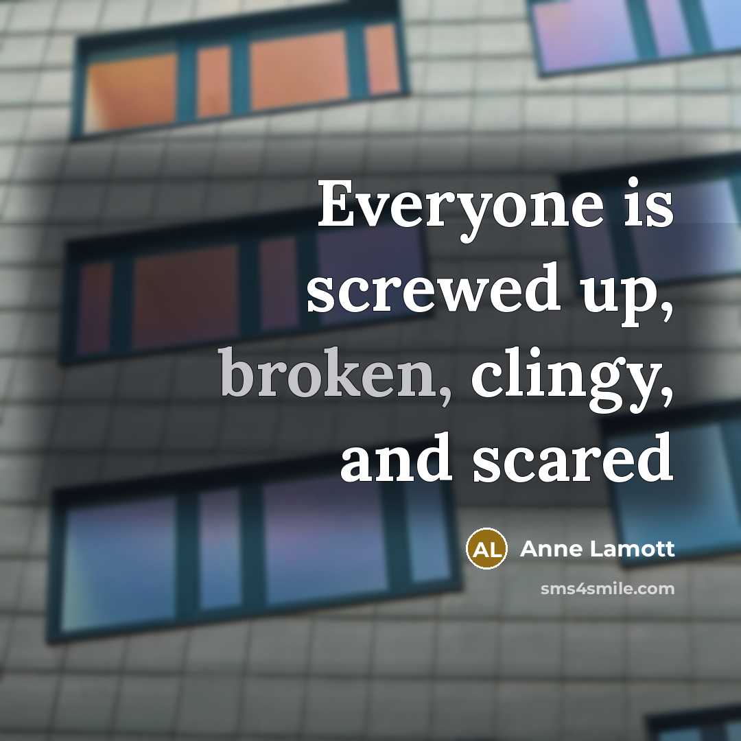 “Everyone is screwed up, broken, clingy, and scared…” quote by Anne Lamott