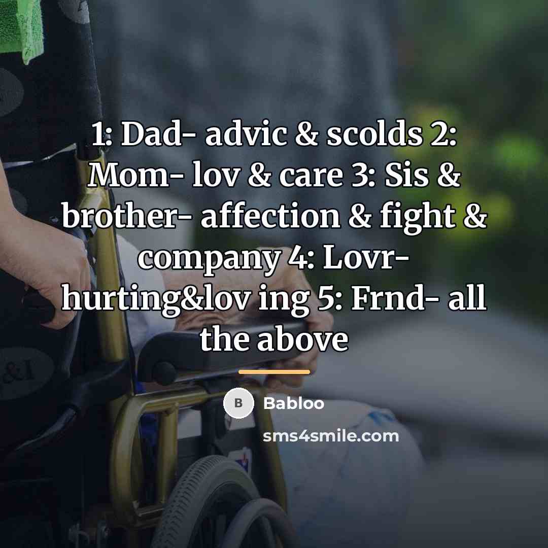 “1: Dad- advic & scolds 2: Mom- lov & care…” quote by Babloo