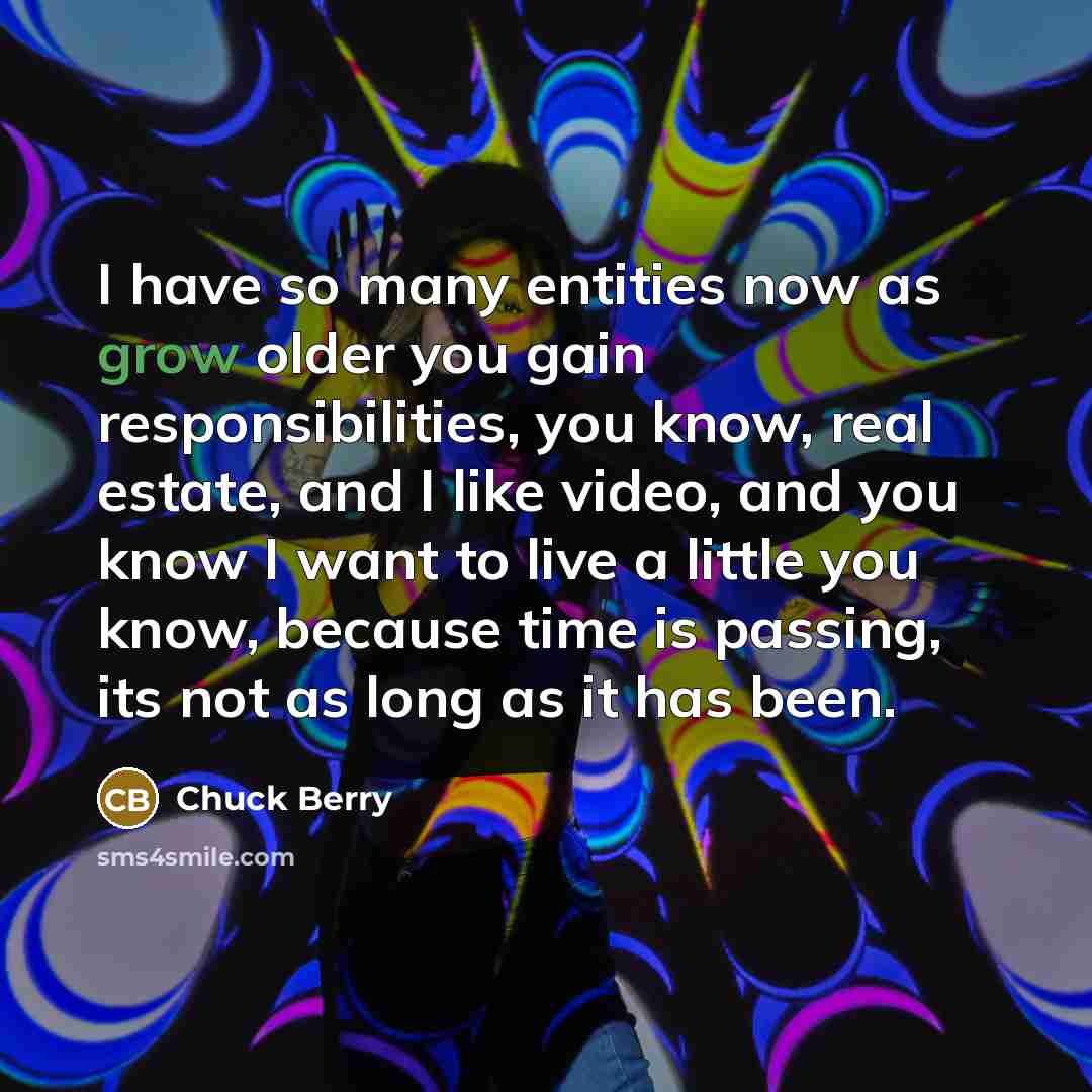 “I have so many entities now as grow older you…” quote by Chuck Berry