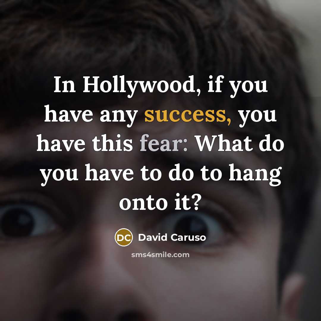 “In Hollywood, if you have any success, you have this…” quote by David Caruso