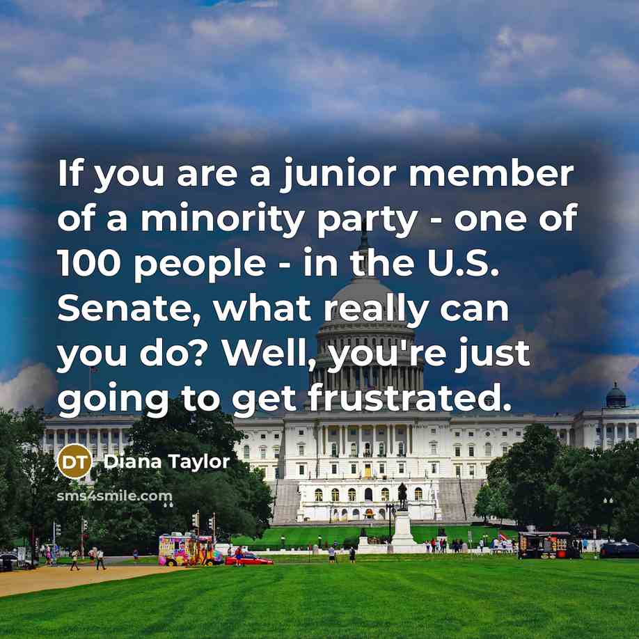 “If you are a junior member of a minority party…” quote by Diana Taylor