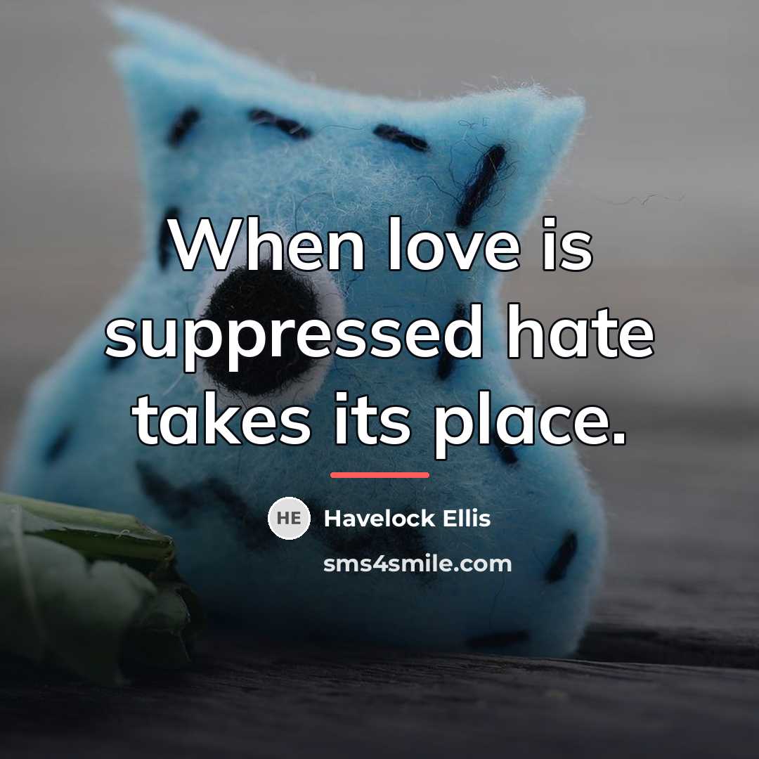 “When love is suppressed hate takes its place.…” quote by Havelock Ellis