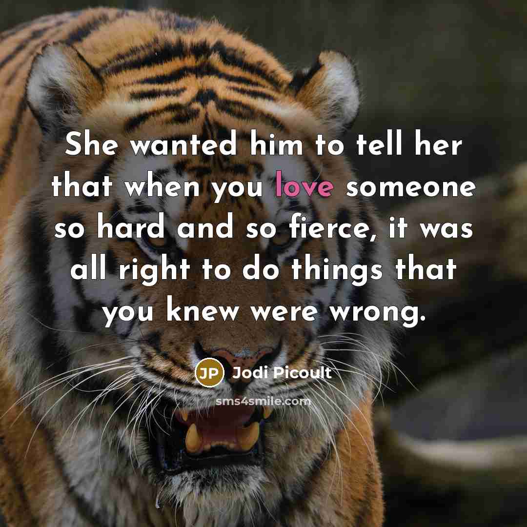 “She wanted him to tell her that when you love…” quote by Jodi Picoult