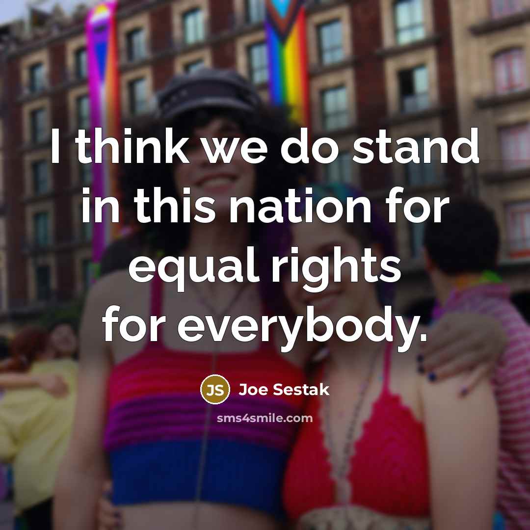 “I think we do stand in this nation for equal…” quote by Joe Sestak