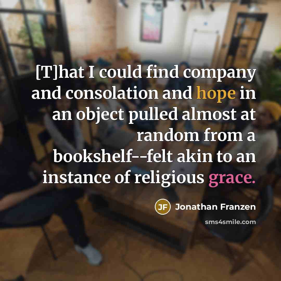 “[T]hat I could find company and consolation and hope in…” quote by Jonathan Franzen