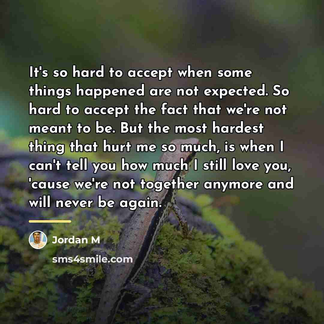 “It's so hard to accept when some things happened are…” quote by Jordan M