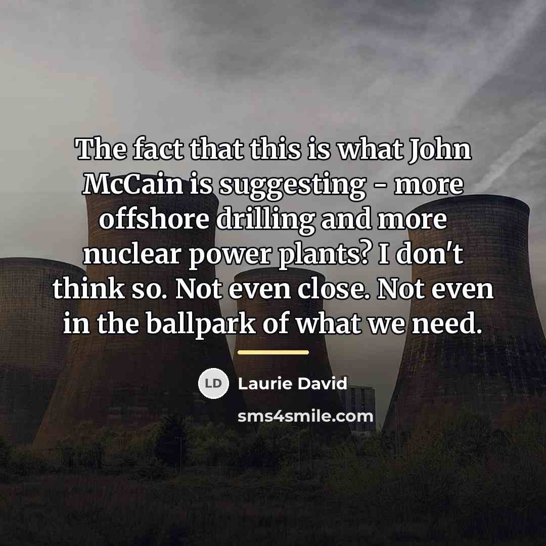 “The fact that this is what John McCain is suggesting…” quote by Laurie David