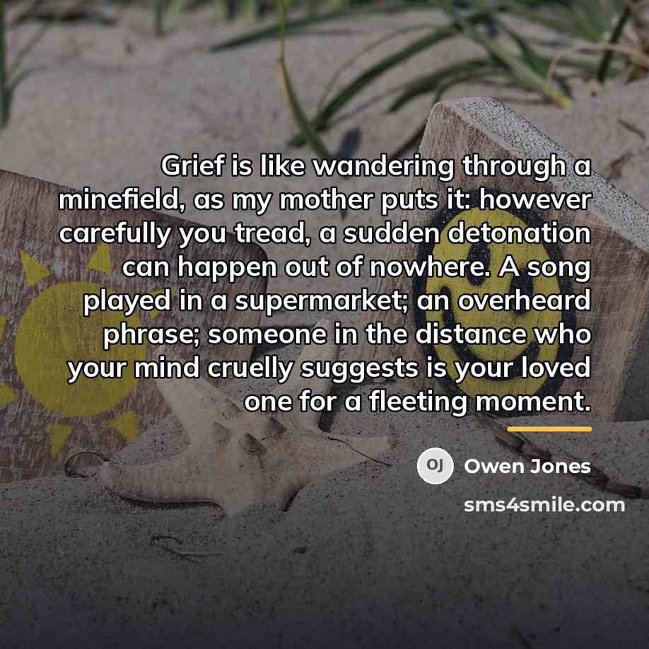 “Grief is like wandering through a minefield, as my mother…” quote by Owen Jones