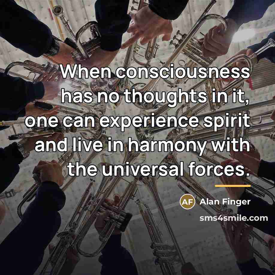 “When consciousness has no thoughts in it, one can experience…” quote by Alan Finger