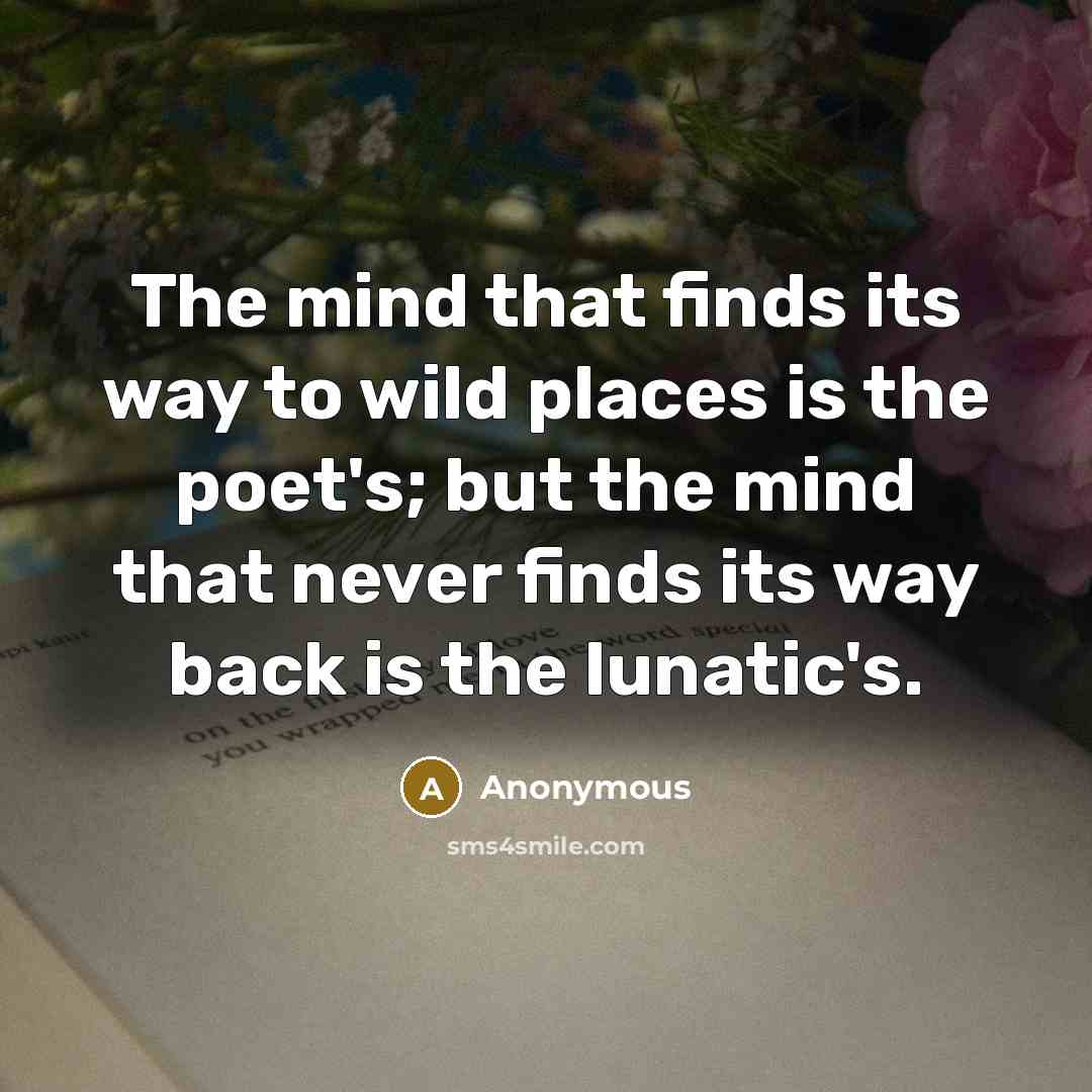 “The mind that finds its way to wild places is…” quote by Anonymous