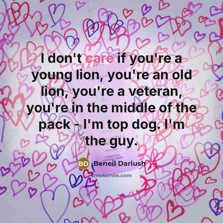 “I don't care if you're a young lion, you're an…” quote by Beneil Dariush