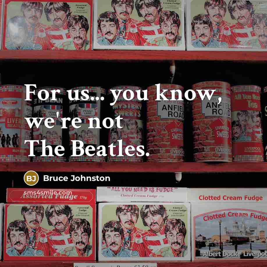 “For us... you know, we're not The Beatles.…” quote by Bruce Johnston