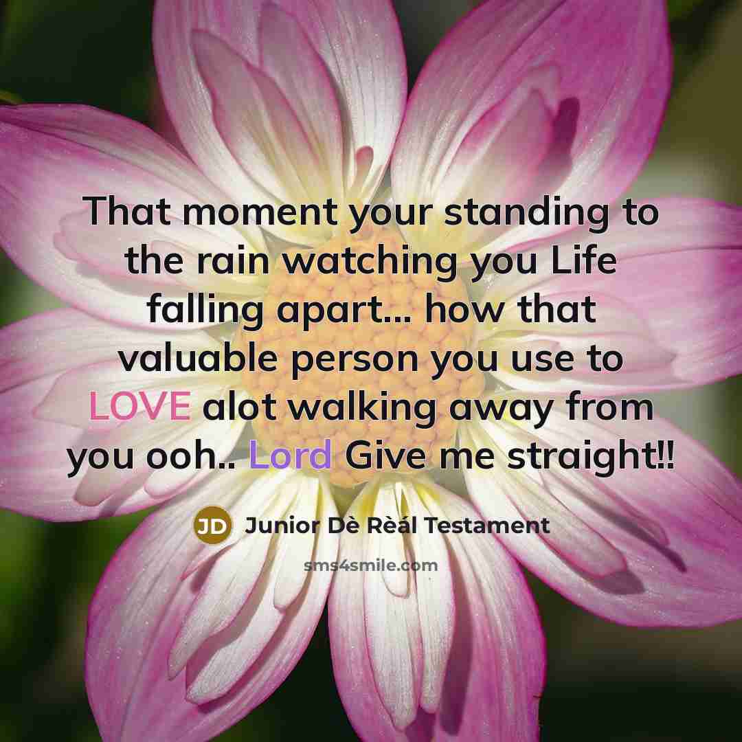“That moment your standing to the rain watching you Life falling apart... how that valuable person you use to LOVE alot walking away from you ooh.. Lord Give me straight!!” quote by Junior Dè Rèál Testament