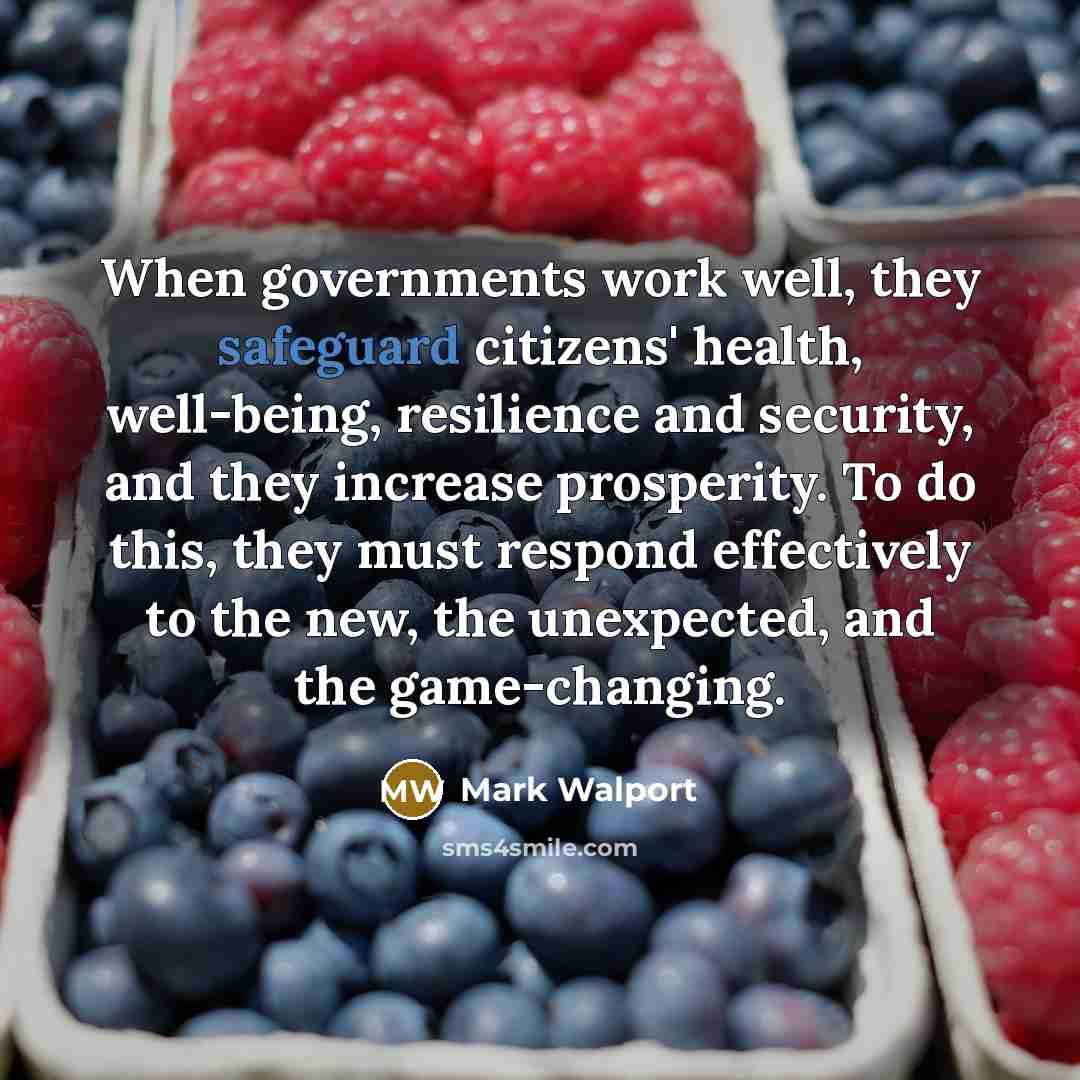 “When governments work well, they safeguard citizens' health, well-being, resilience…” quote by Mark Walport