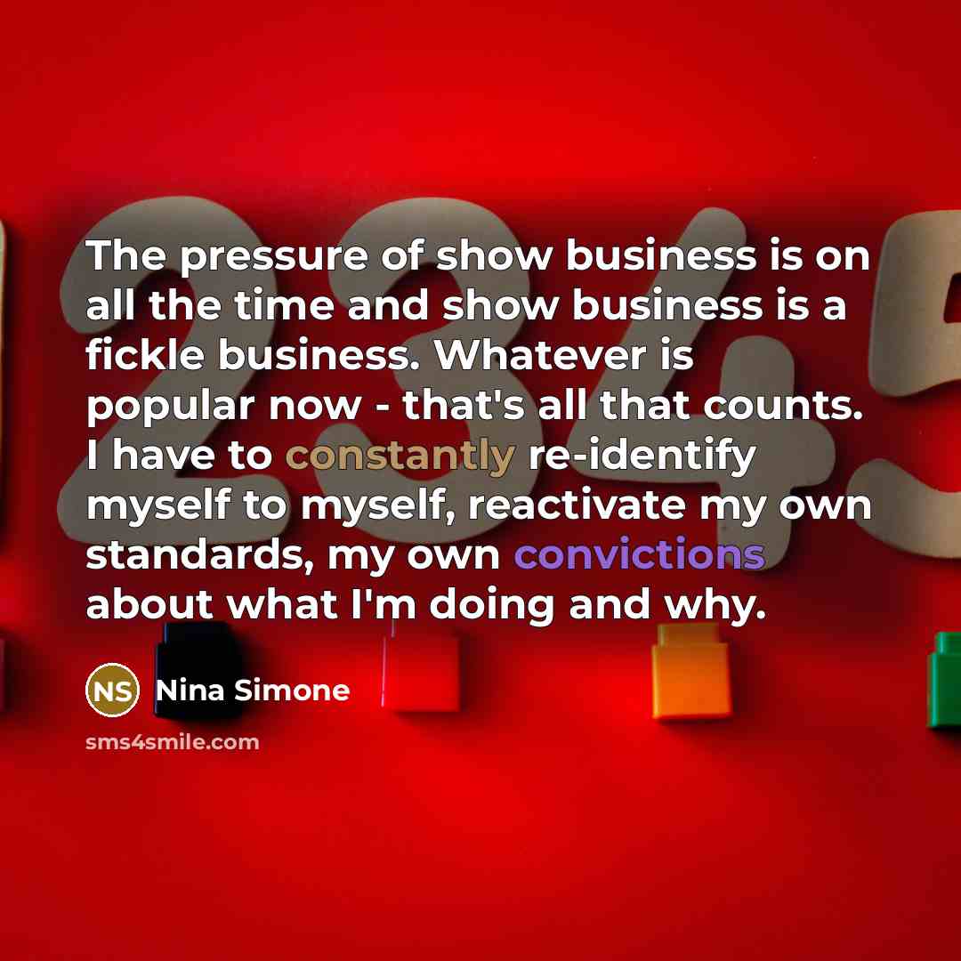 “The pressure of show business is on all the time…” quote by Nina Simone