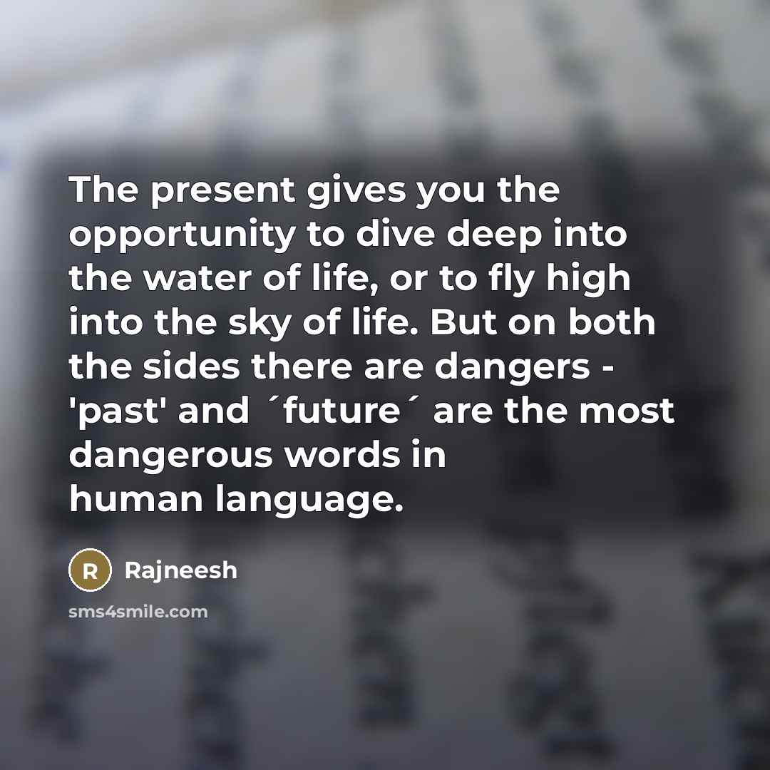 “The present gives you the opportunity to dive deep into…” quote by Rajneesh