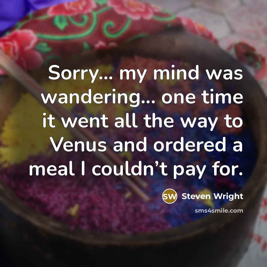 “Sorry... my mind was wandering... one time it went all…” quote by Steven Wright