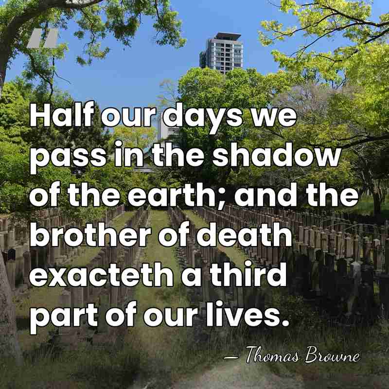 Half our days we pass in the shadow of the earth; and&hellip; - Thomas Browne