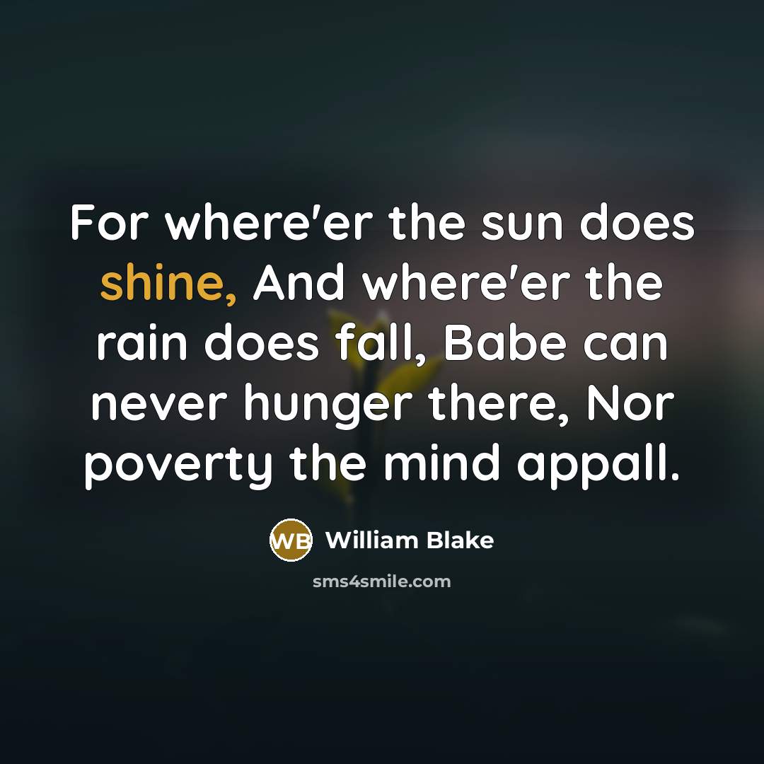 “For where'er the sun does shine, And where'er the rain…” quote by William Blake