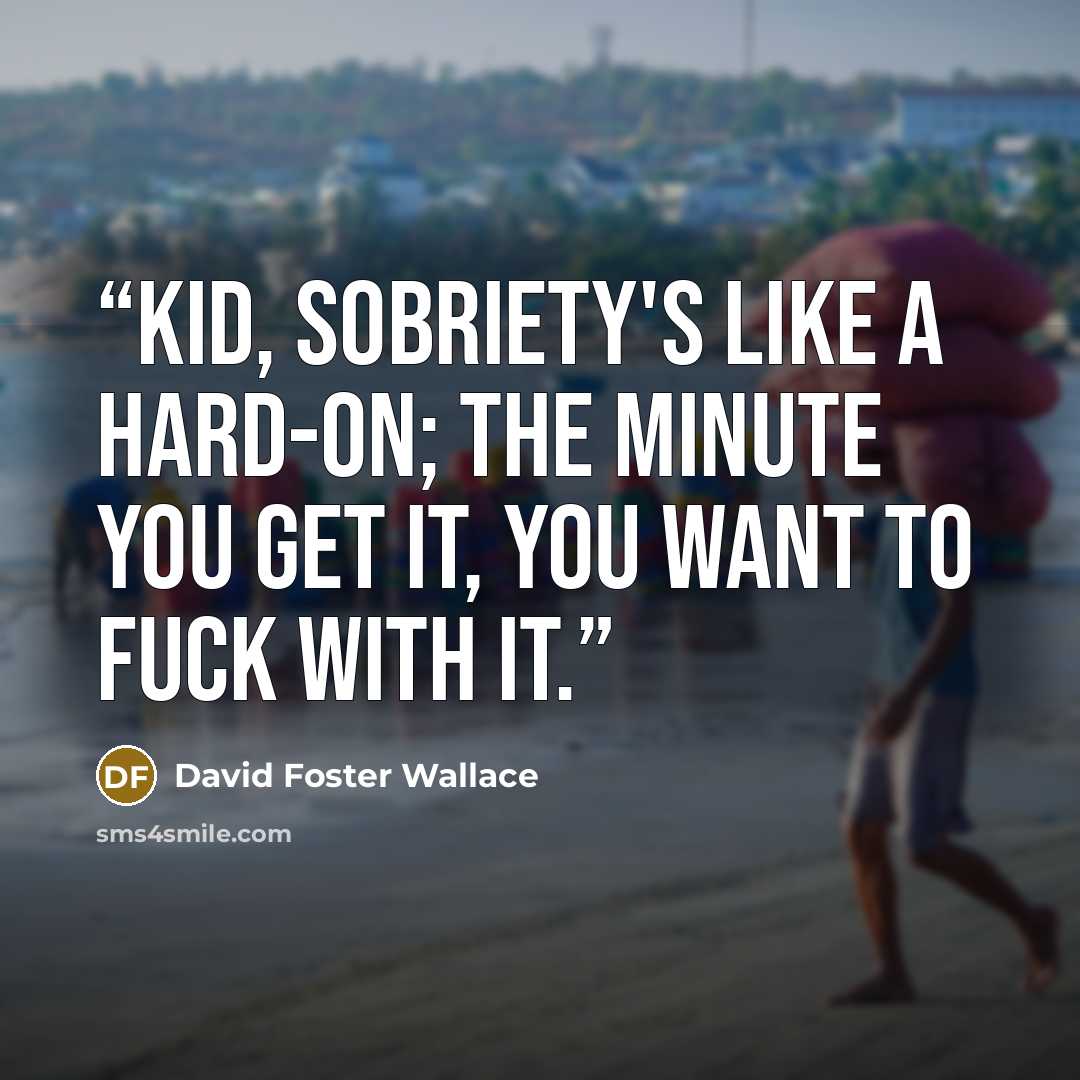 “Kid, sobriety's like a hard-on; the minute you get it, you want to fuck with it.” quote by David Foster Wallace