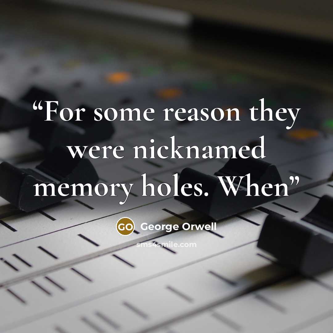 “For some reason they were nicknamed memory holes. When” quote by George Orwell
