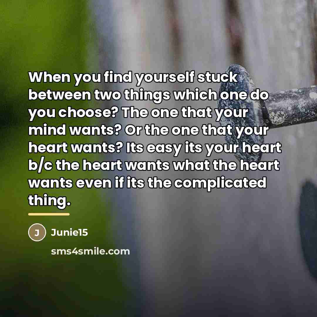 “When you find yourself stuck between two things which one…” quote by Junie15