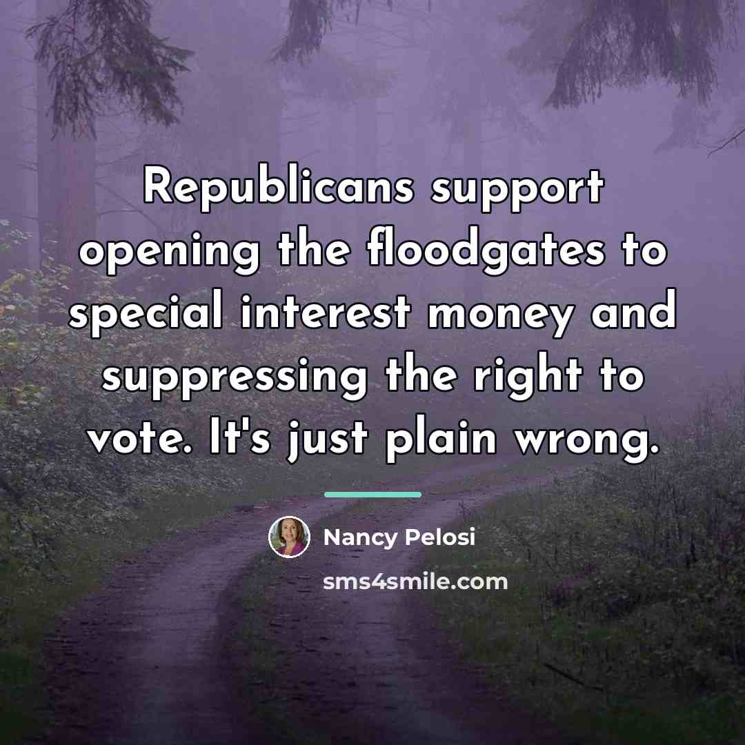 “Republicans support opening the floodgates to special interest money and…” quote by Nancy Pelosi
