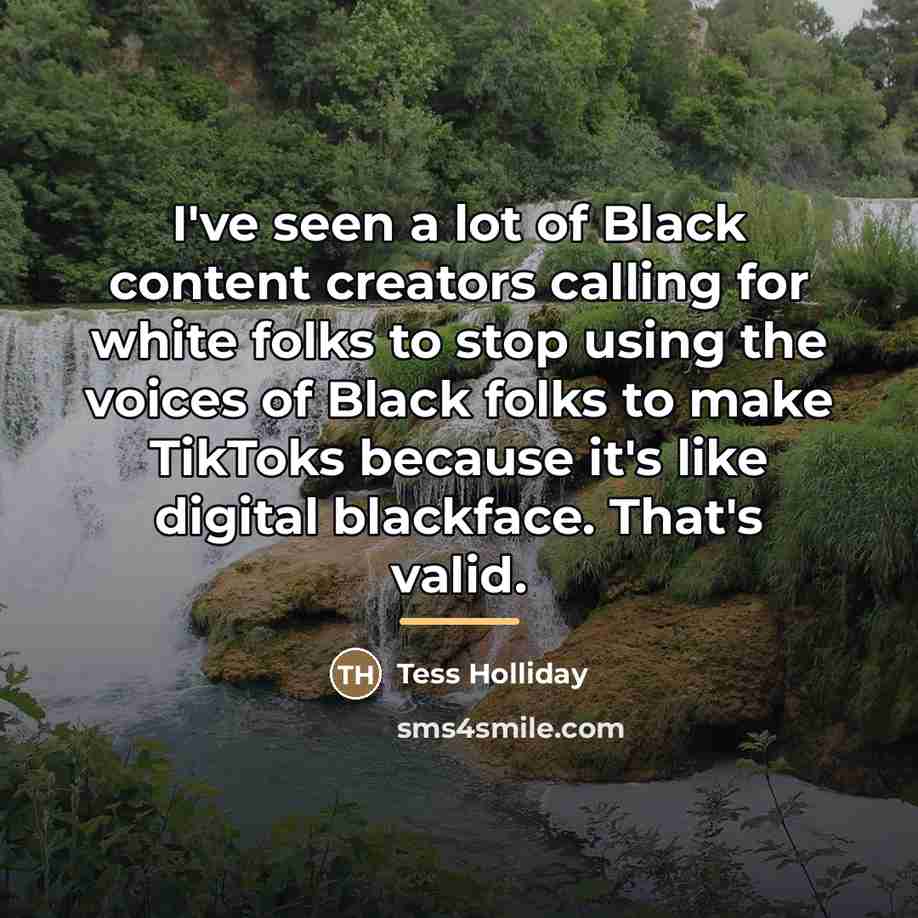 “I've seen a lot of Black content creators calling for…” quote by Tess Holliday
